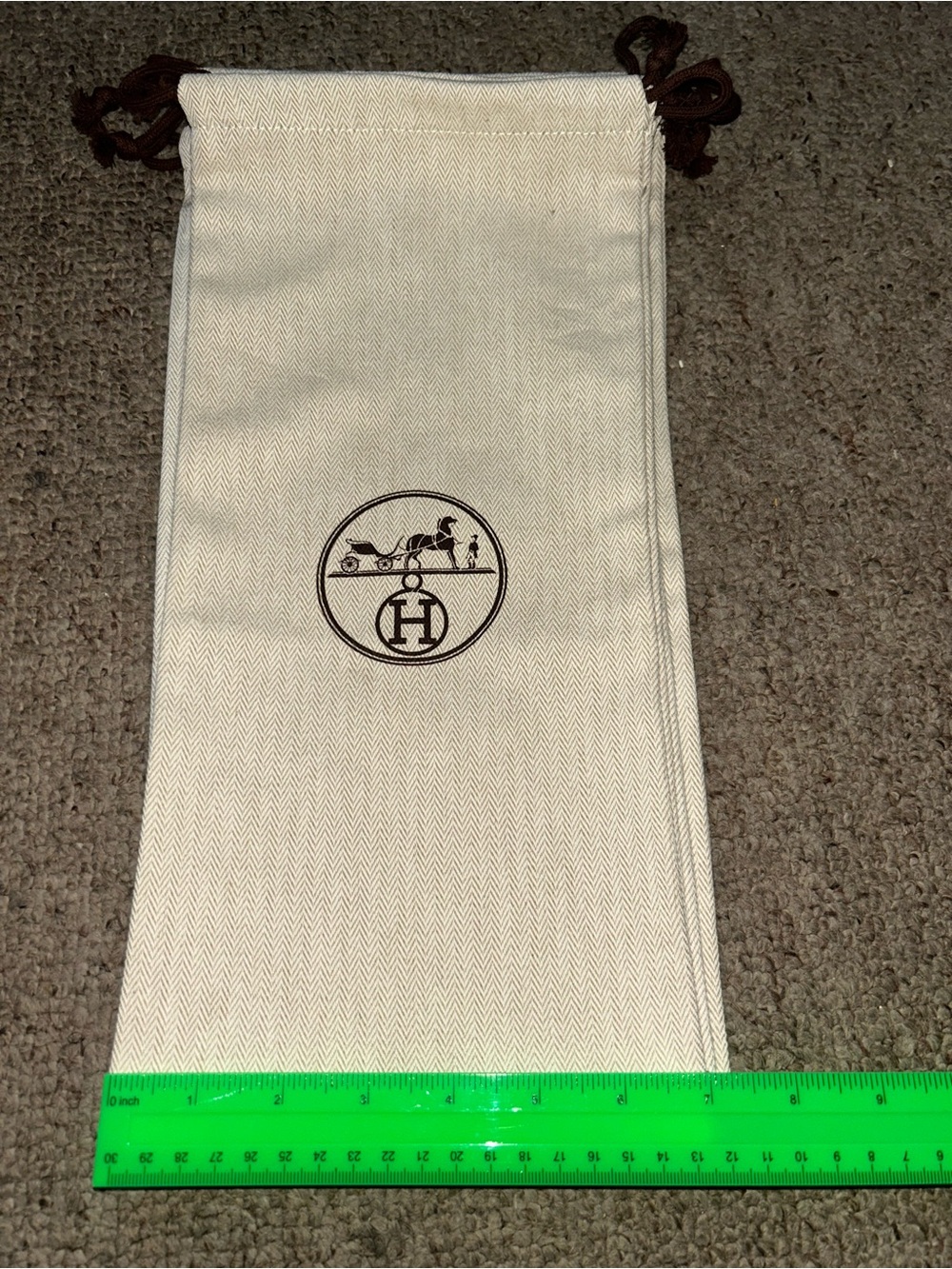 Hermes Cream Canvas Drawstring Tapestry with Brown Logo ( pack of 6 )